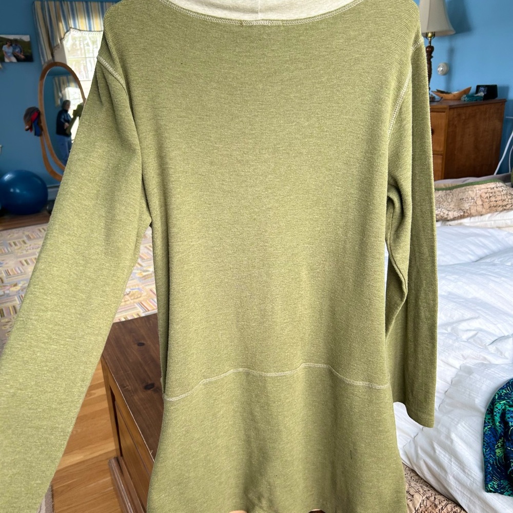 CHALET-Long Sleeve Cozy Tunic Dress, sage, Large. - Picture 7 of 8